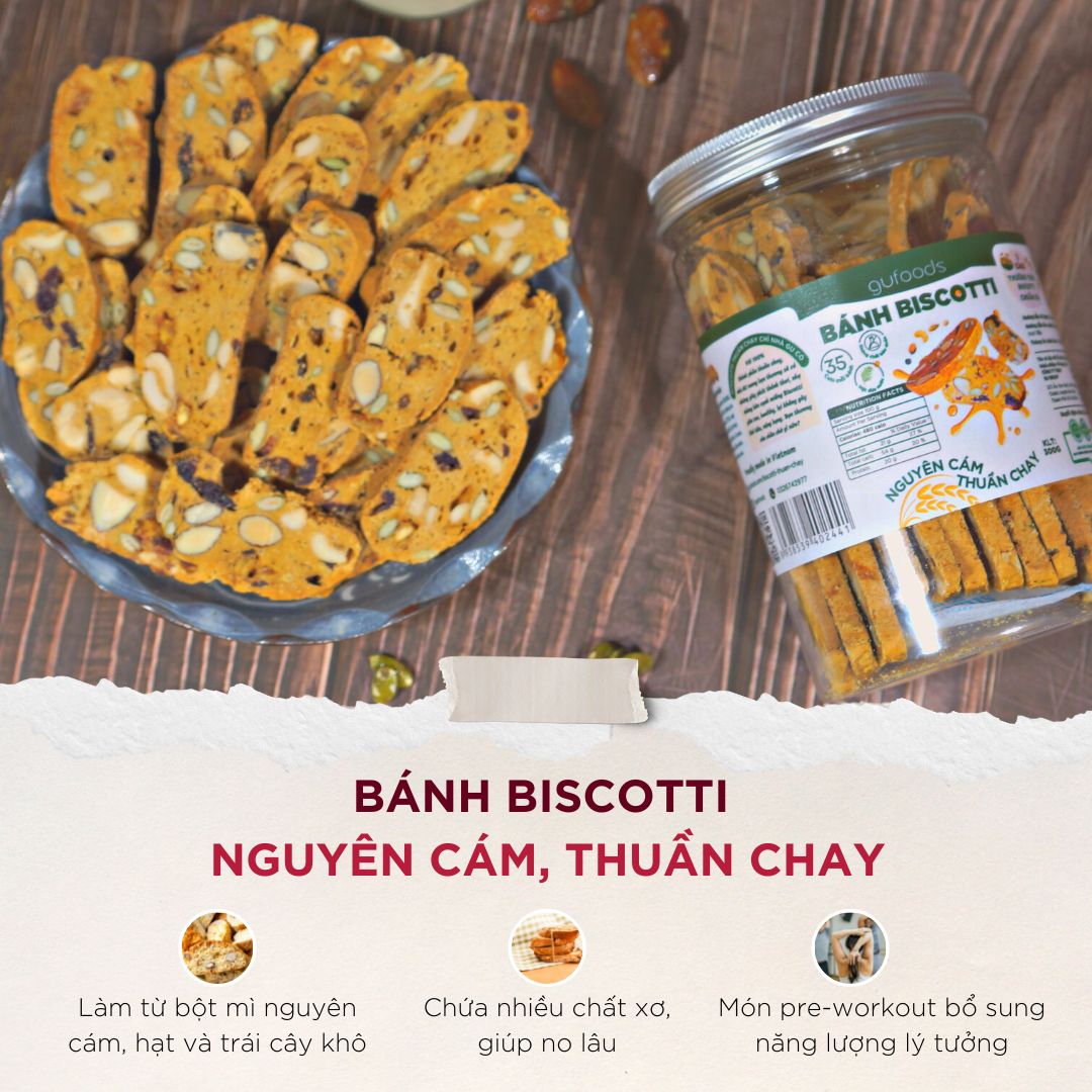 Bánh Biscotti nguyên cám thuần chay