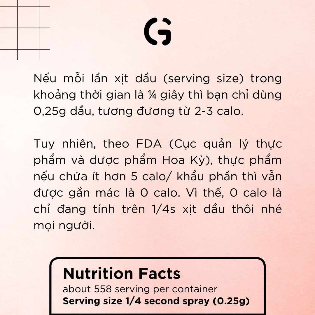 Dầu ăn kiêng dạng xịt có thật sự chứa 0 calo?