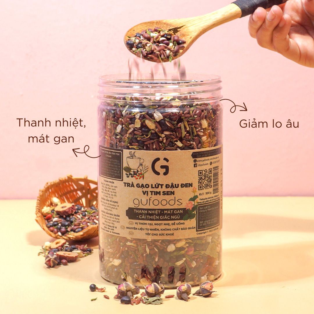 Trà gạo lứt vị tim sen