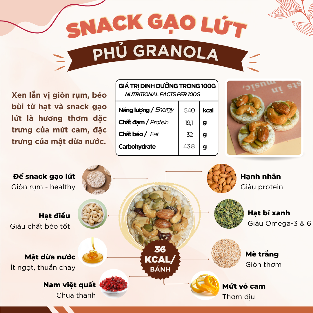 Snack gạo lứt nướng socola