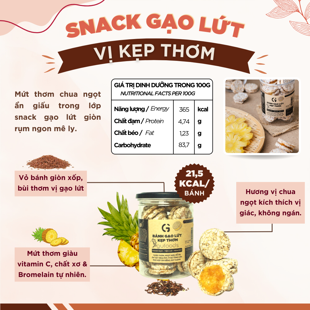 Snack gạo lứt kẹp bơ hạt điều