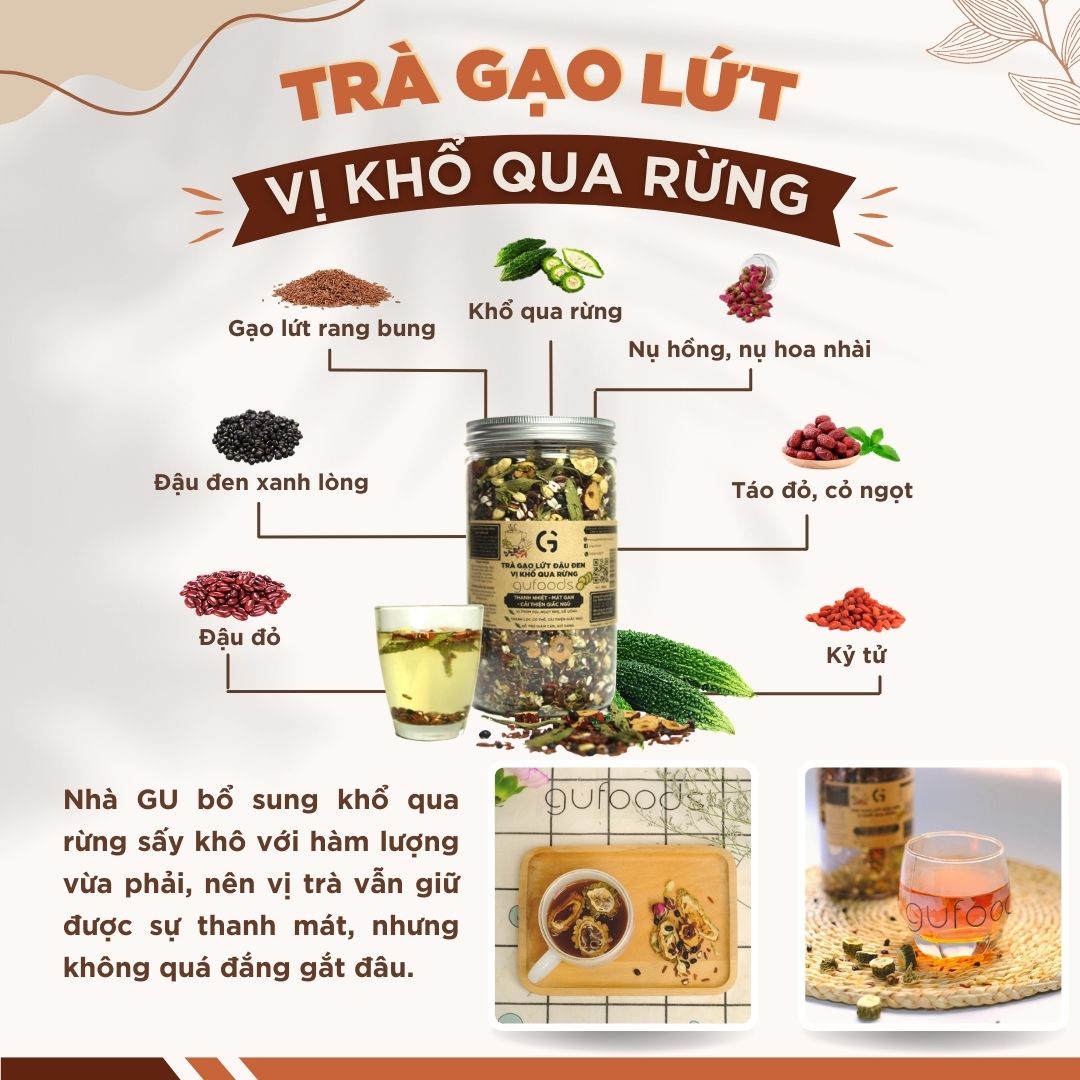 Trà gạo lứt đậu đen GUfoods (Hũ 500g) - Vị tim sen