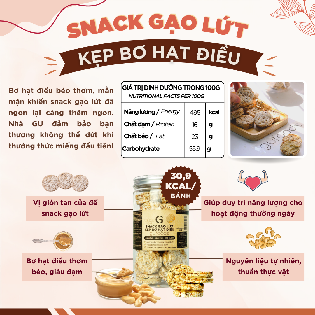 Snack gạo lứt nguyên chất