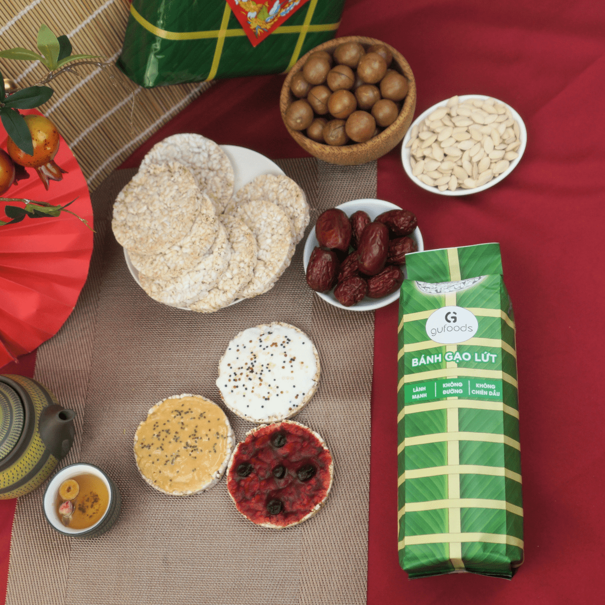 Bánh gạo lứt bao bì tết vị cỏ ngọt