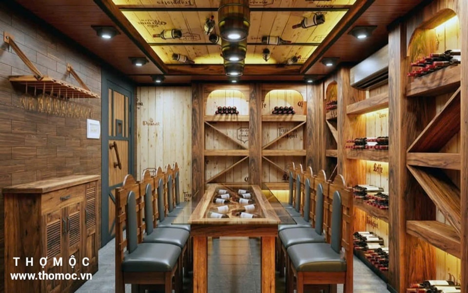 Thợ mộc làm hầm rượu gỗ cao cấp tphcm