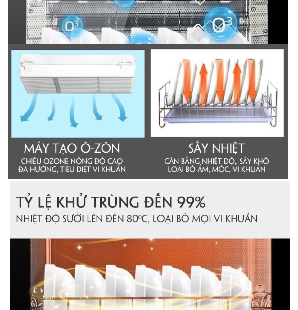 Máy sấy bát âm tiệt trùng tủ Canzy - CZ 100G | Home Best