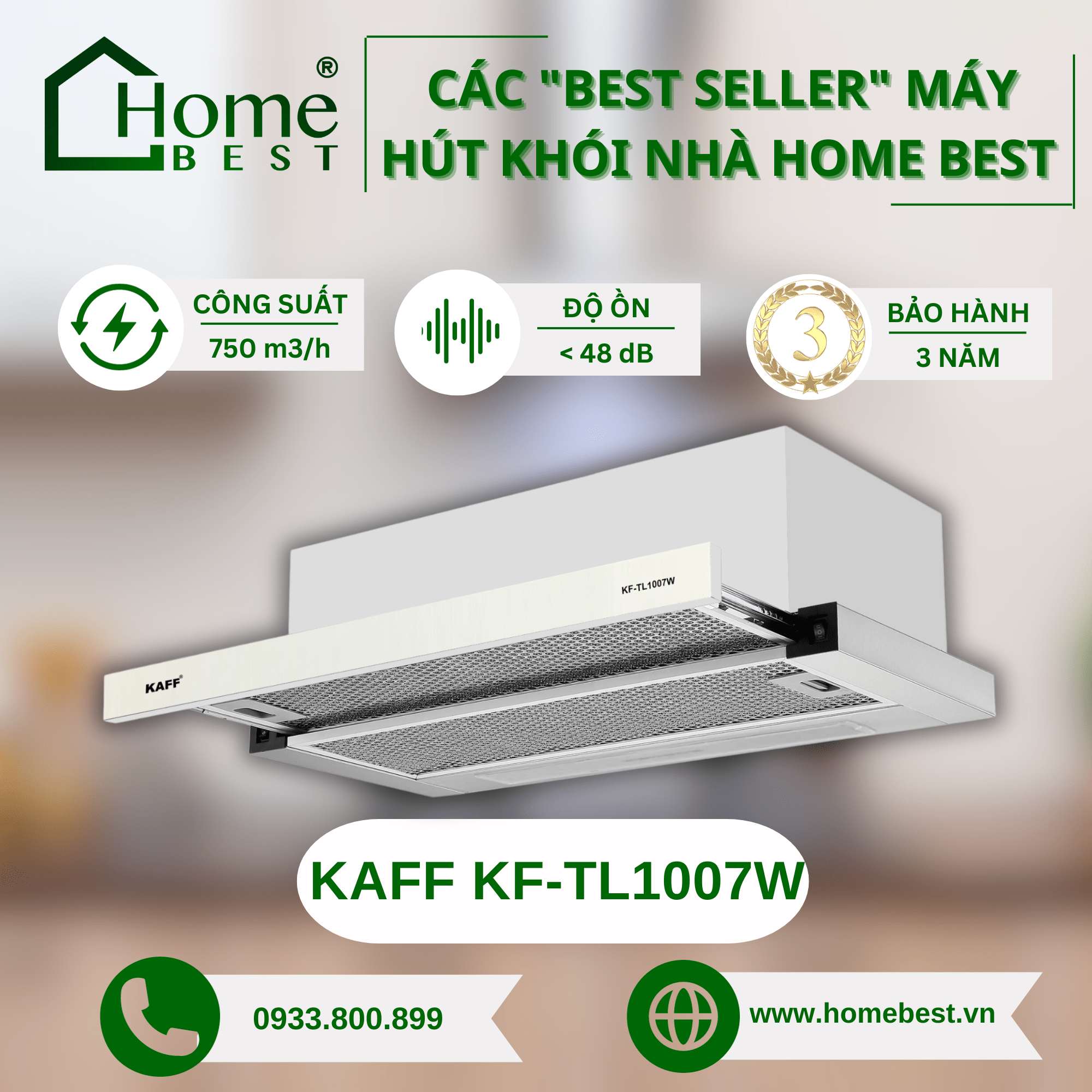 Máy hút khói âm tủ KAFF KF-TL1007W