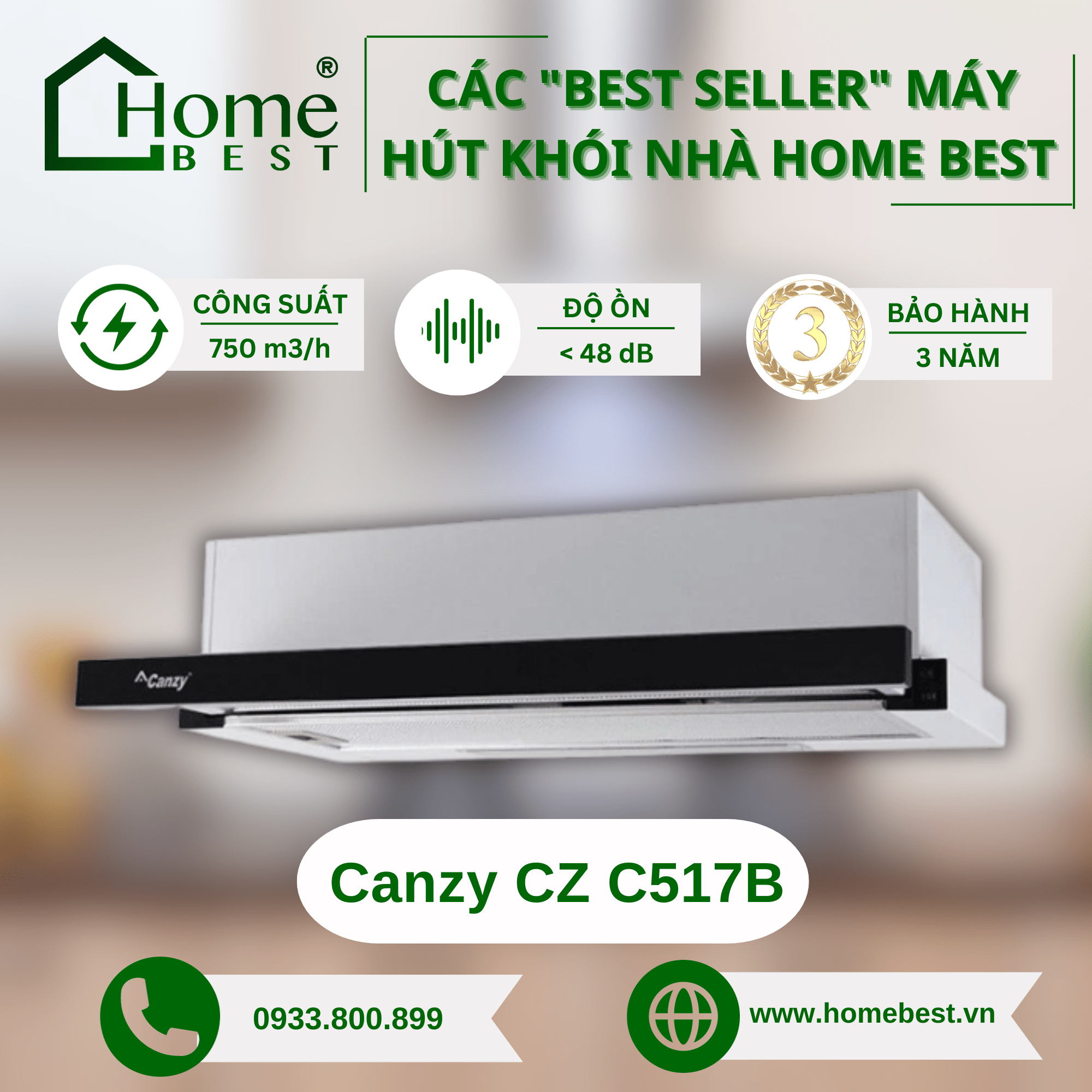 Máy hút khói âm tủ Canzy CZ-C517B