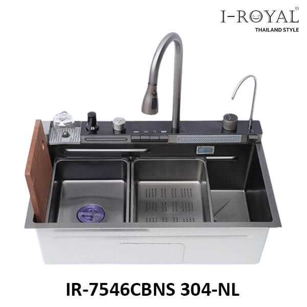 Combo Chậu vòi rửa chén tích hợp rửa ly IROYAL IR-7546CBNS 304-NL