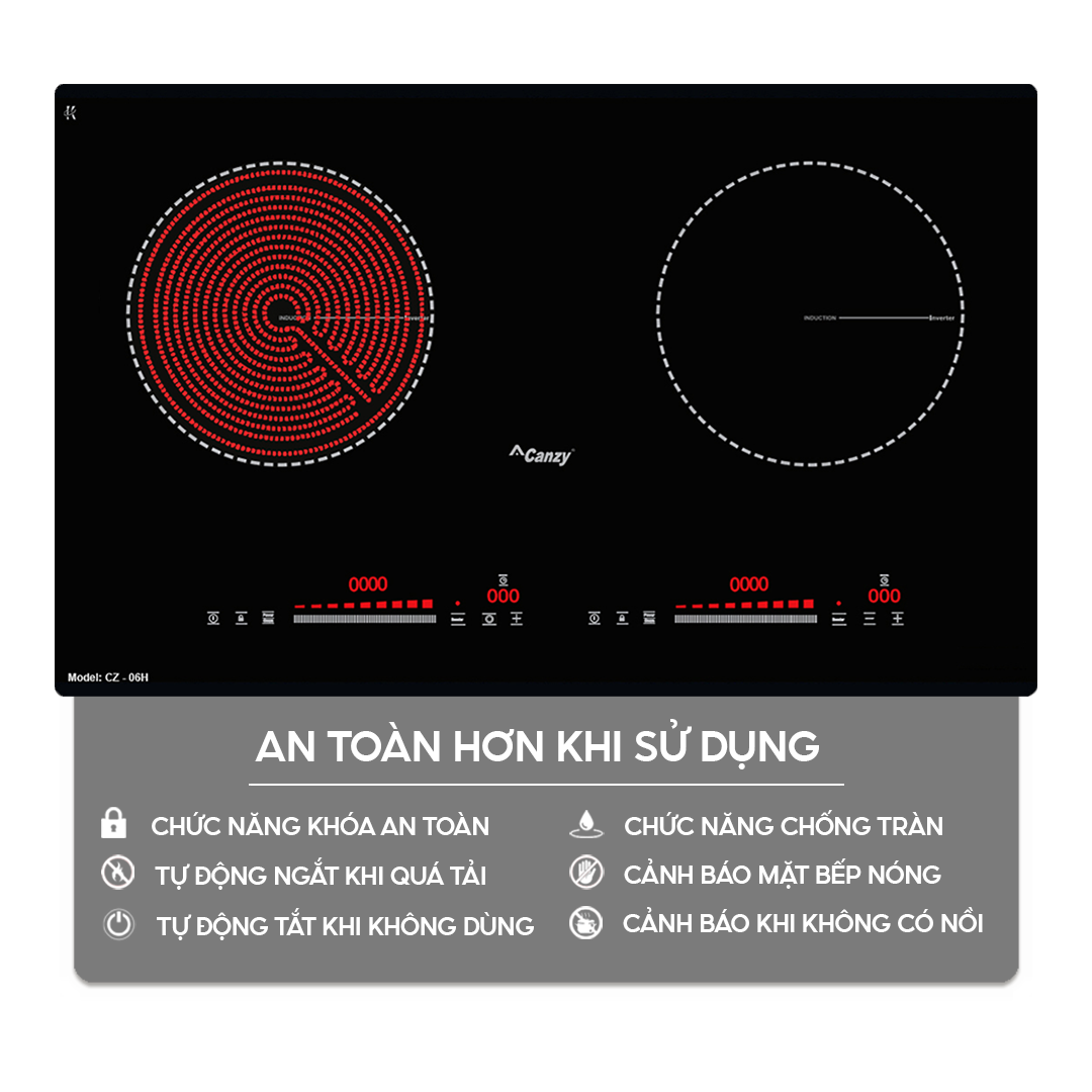 Chức năng an toàn trên bếp điện từ Home Best