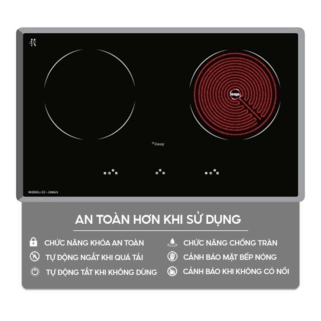 Chức năng an toàn trên bếp điện từ Home Best