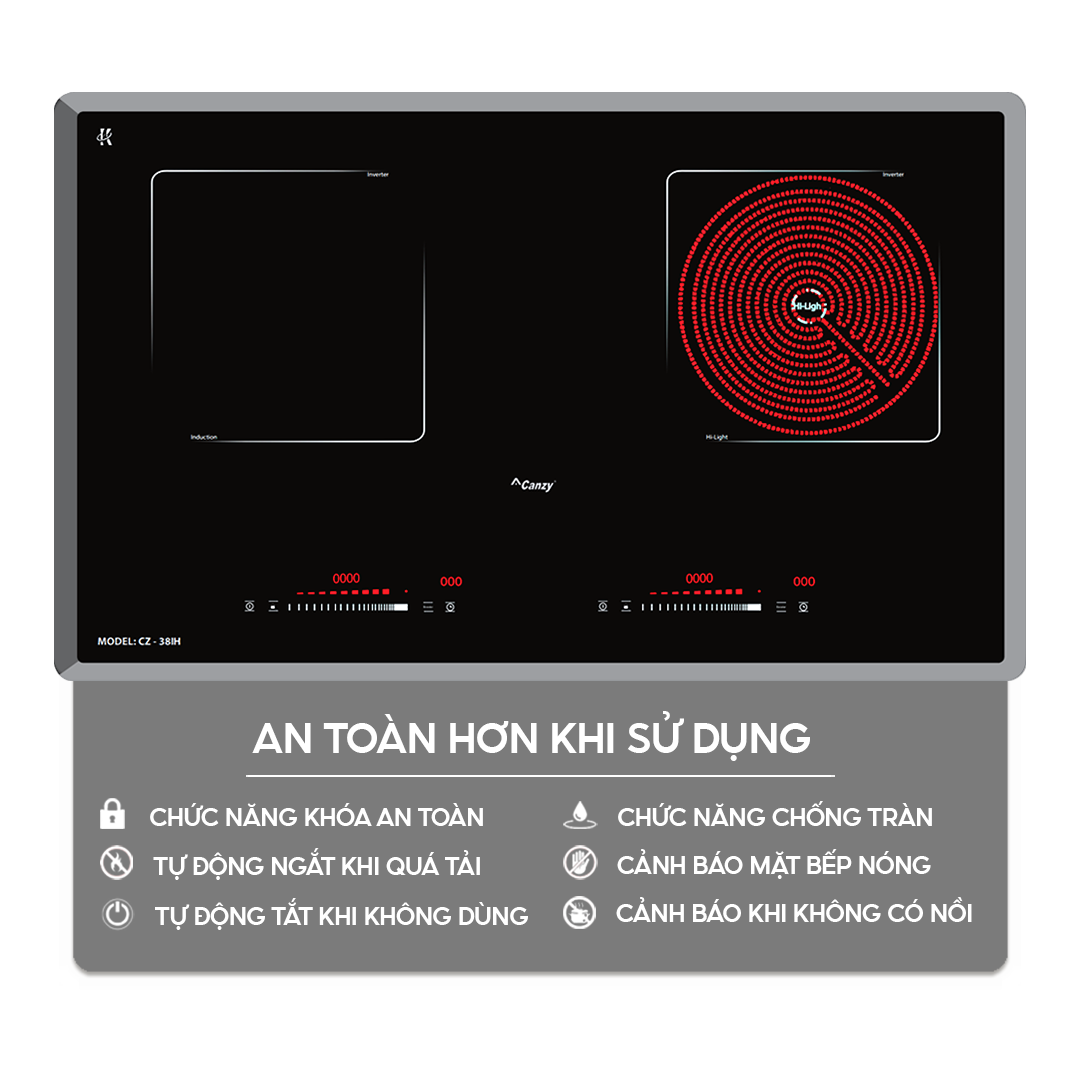 Chức năng an toàn trên bếp điện từ Home Best