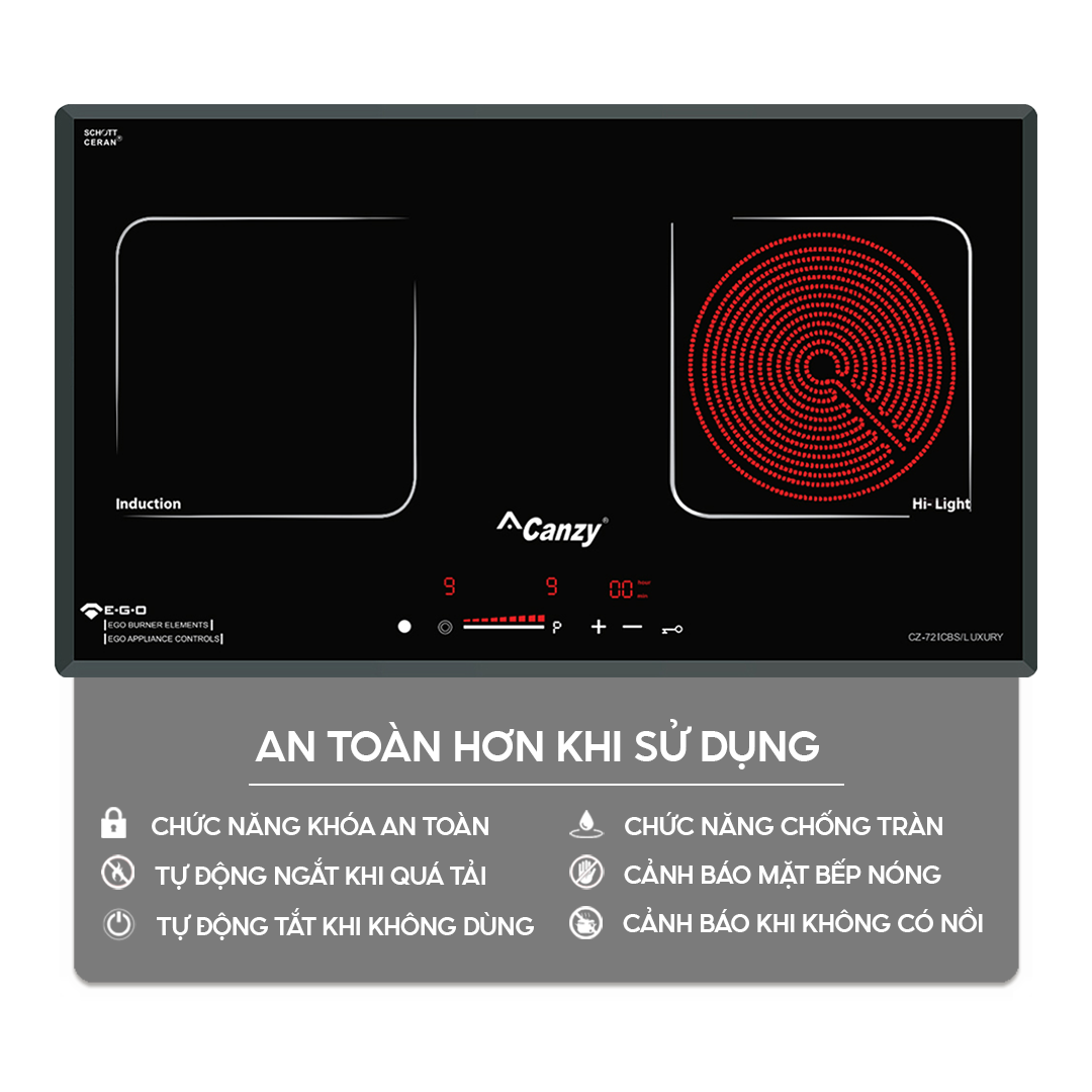 Chức năng an toàn trên bếp điện từ Home Best