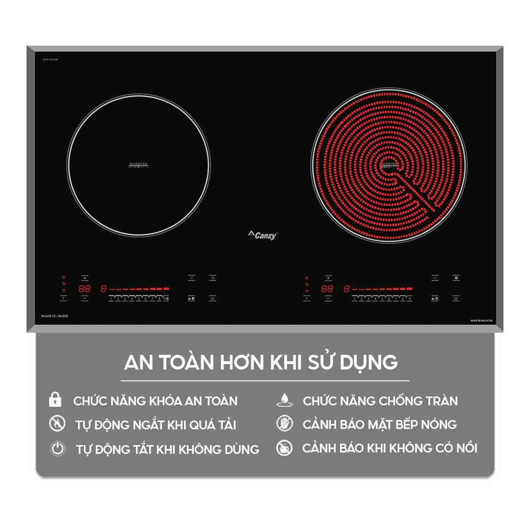 Chức năng an toàn trên bếp điện từ Home Best