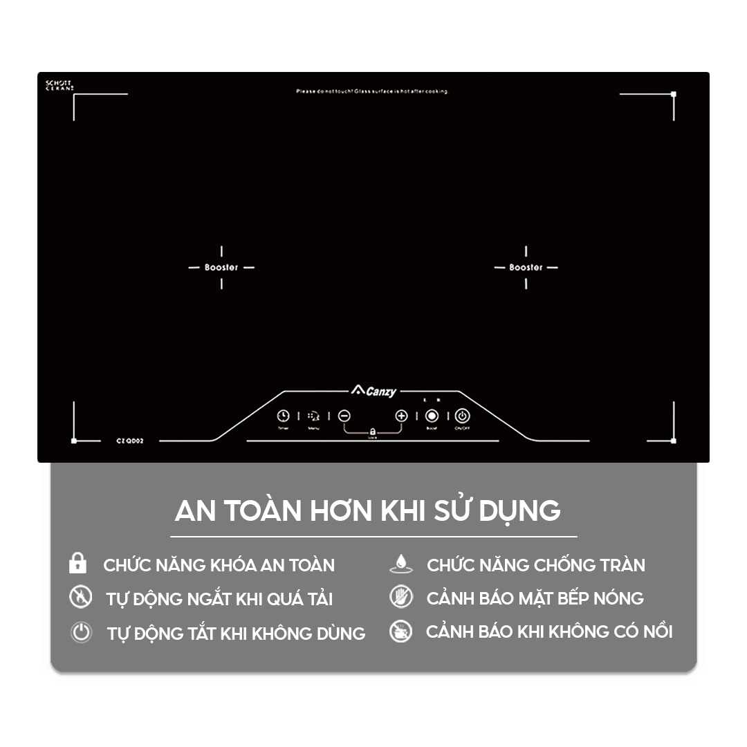 Chức năng an toàn trên bếp điện từ Home Best
