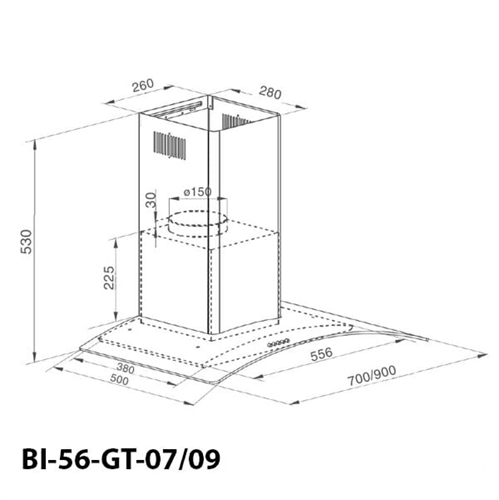 Máy hút khói, hút mùi kính cong Binova BI-56-GT-07 | Home Best
