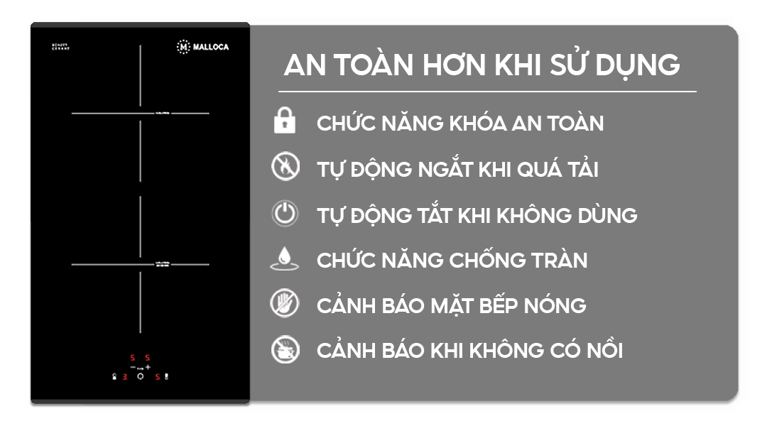 Chức năng an toàn trên bếp điện từ Home Best