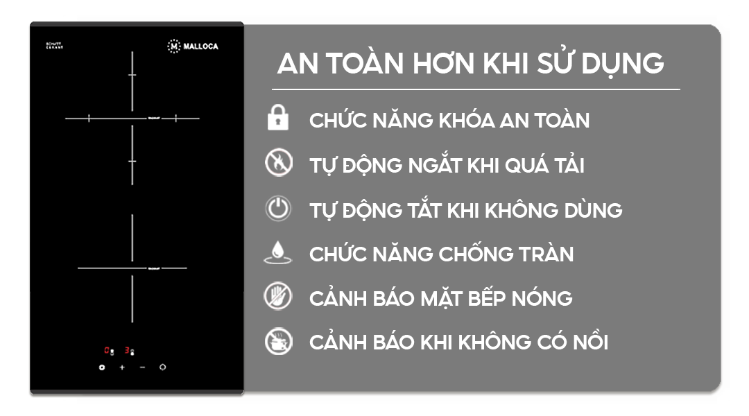 Chức năng an toàn trên bếp điện từ Home Best