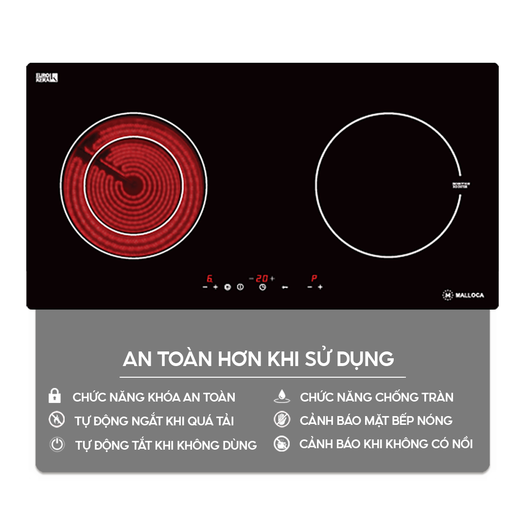 Chức năng an toàn trên bếp điện từ Home Best