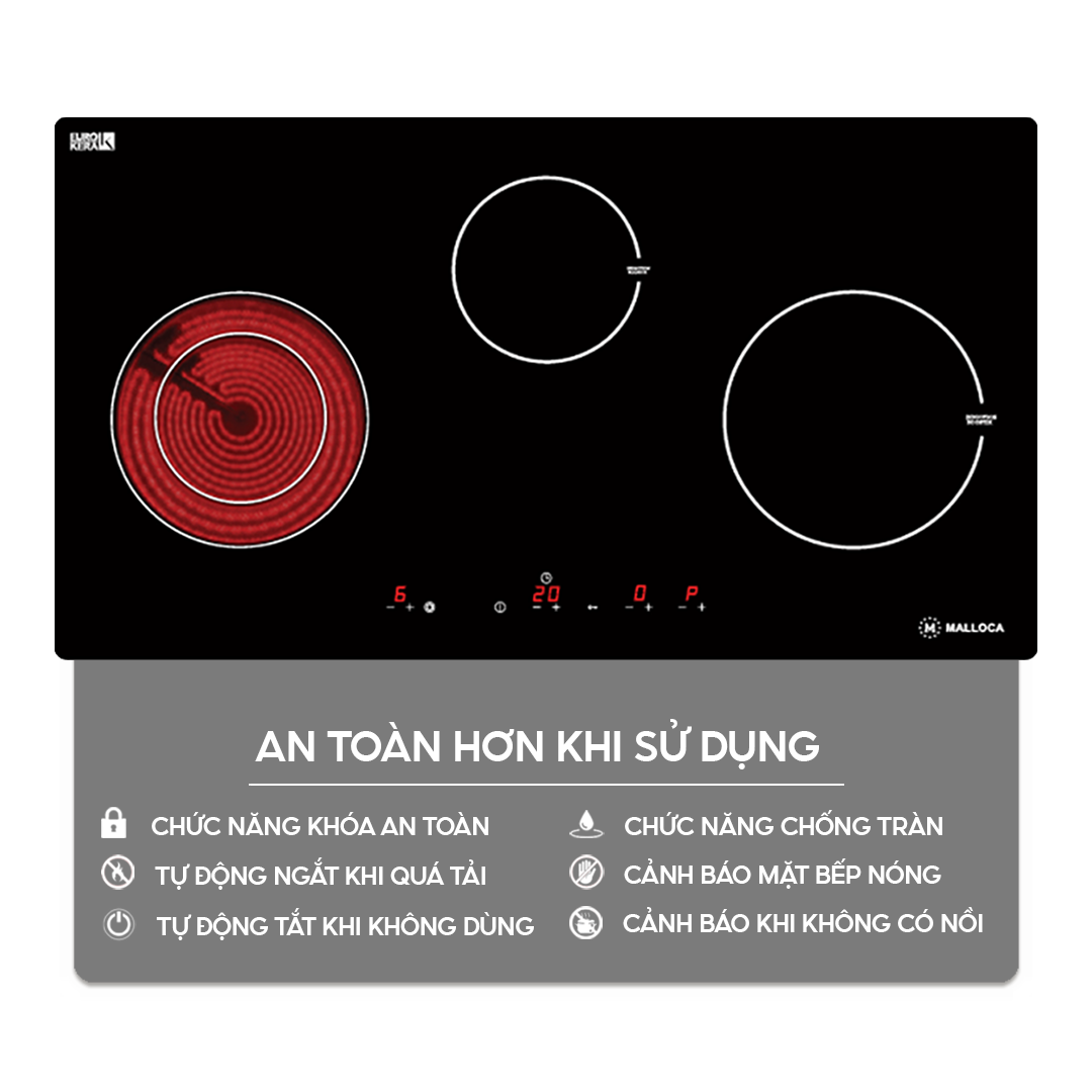 Chức năng an toàn trên bếp điện từ Home Best