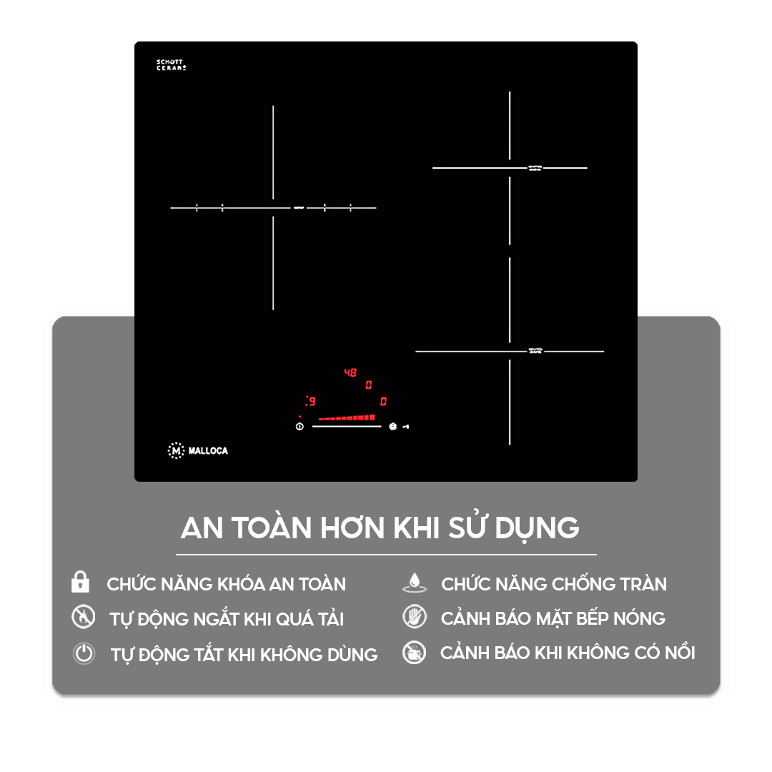 Chức năng an toàn trên bếp điện từ Home Best