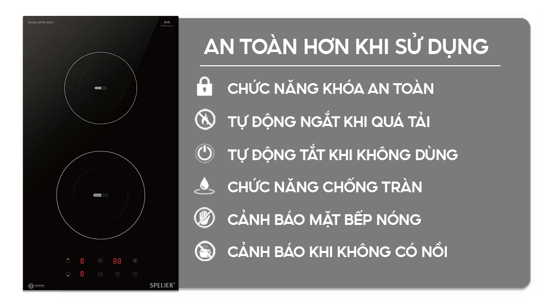 Chức năng an toàn trên bếp điện từ