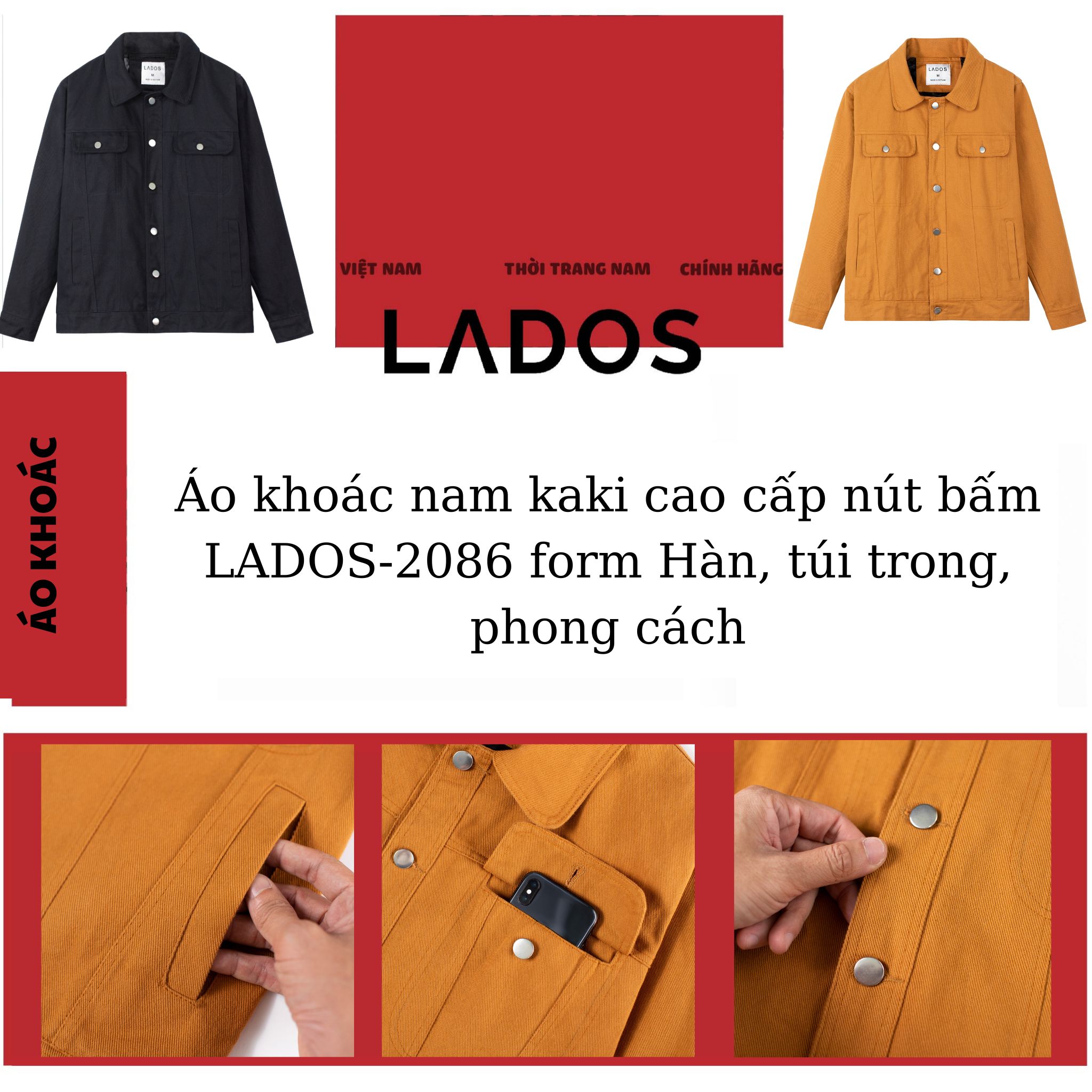 Áo khoác kaki túi hộp cao cấp LADOS - LD2086 1 23ca7174 a9a3 4ce6 a5be 0a57f903511f