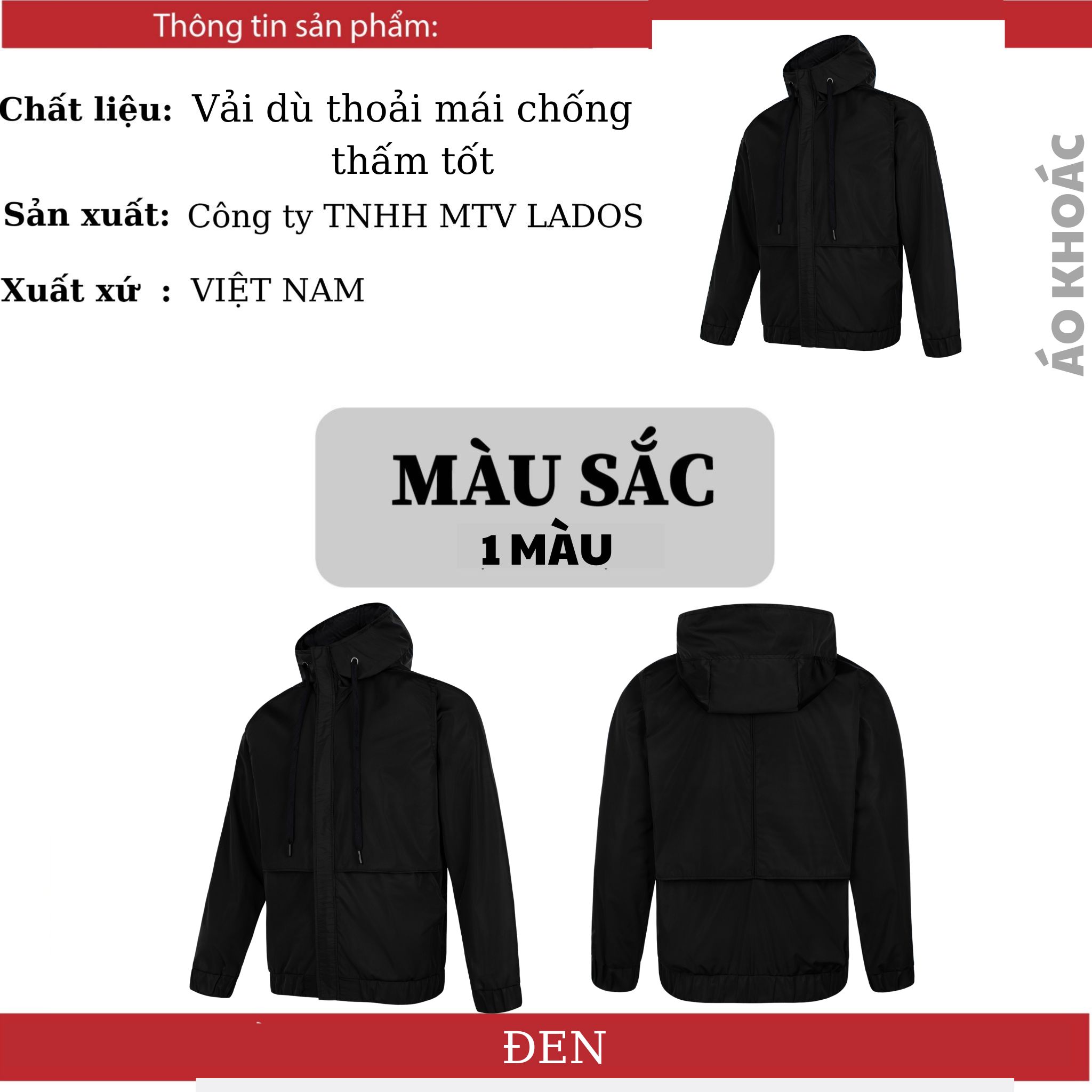 Áo khoác dù có nón cao cấp thời trang LADOS - LD2065 2 df179966 b726 4418 803a ada3d9a34880