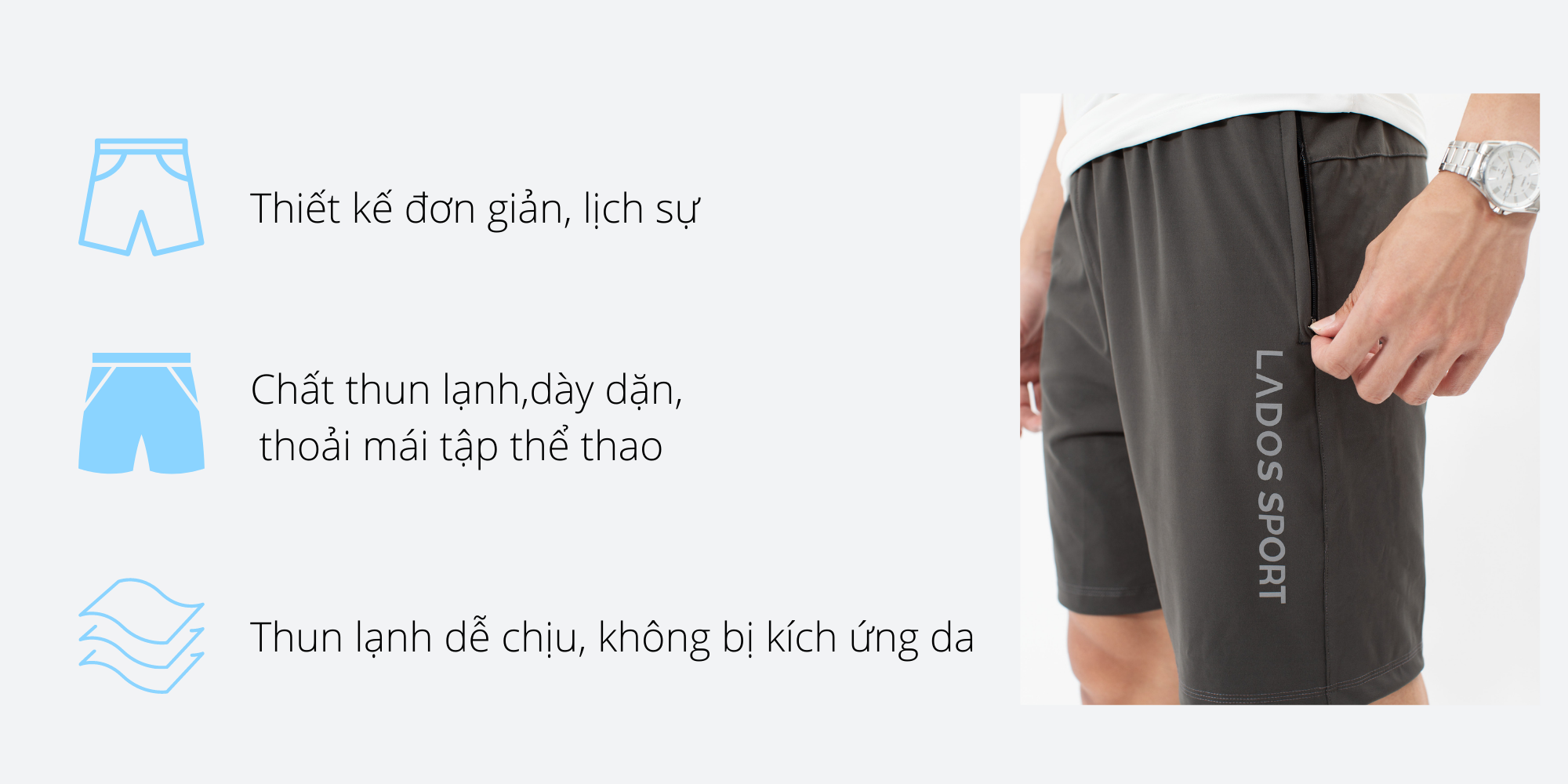 Quần short thun nam thể thao có túi  LADOS - 4060