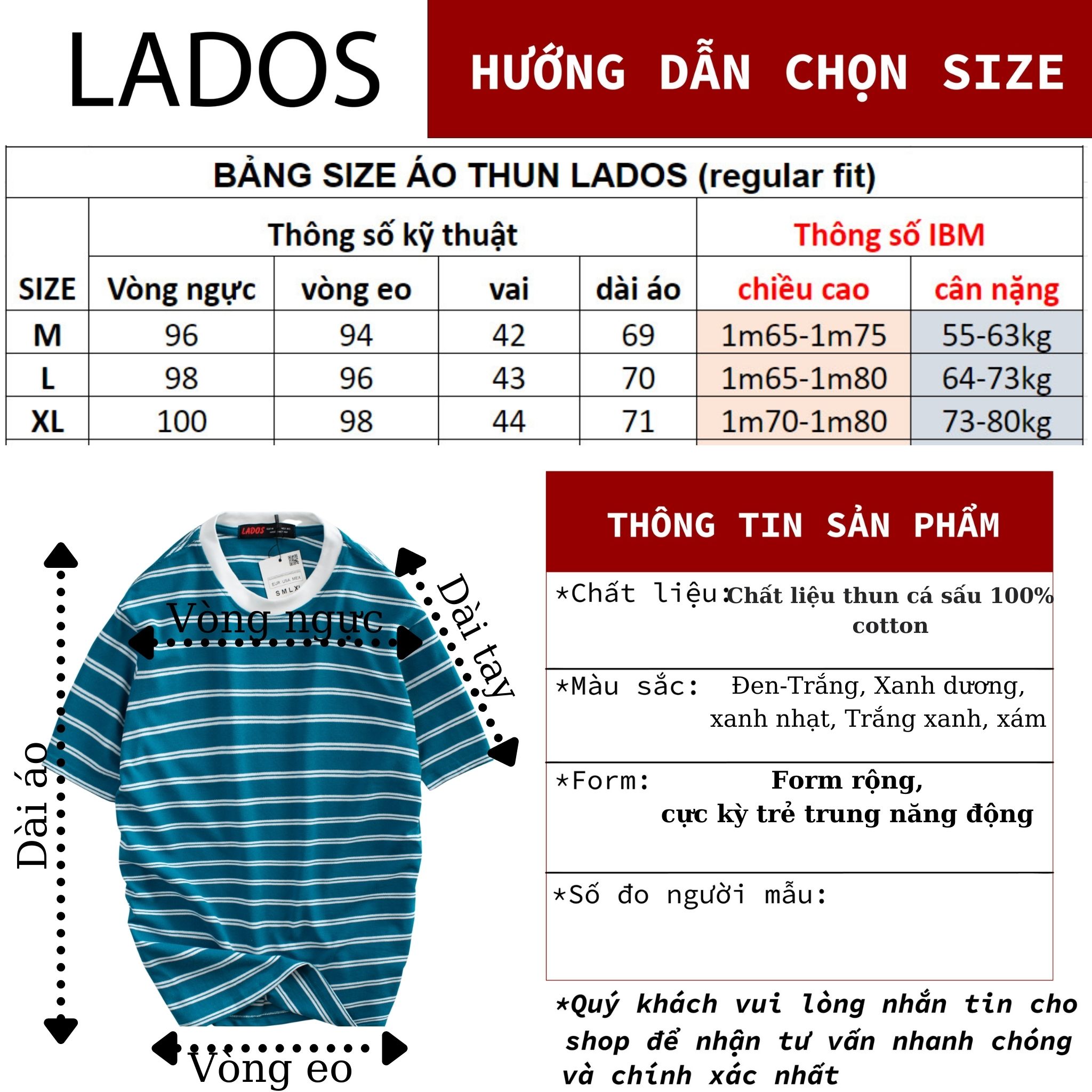 Áo thun sọc cổ tròn trơn LADOS - 9090 9090