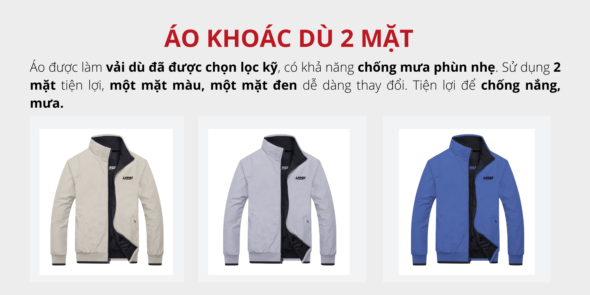 Áo Khoác Dù Hai Mặt LADOS-2027 Áo Khoác Dù Nam 2 Mặt LADOS - 2015