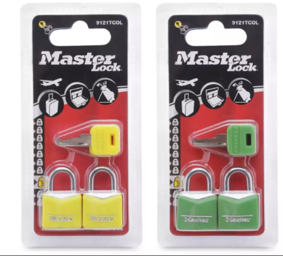 Ổ khóa vali màu MASTER 20mm 9121 MASTERKEY bộ 2 cái chìa răng