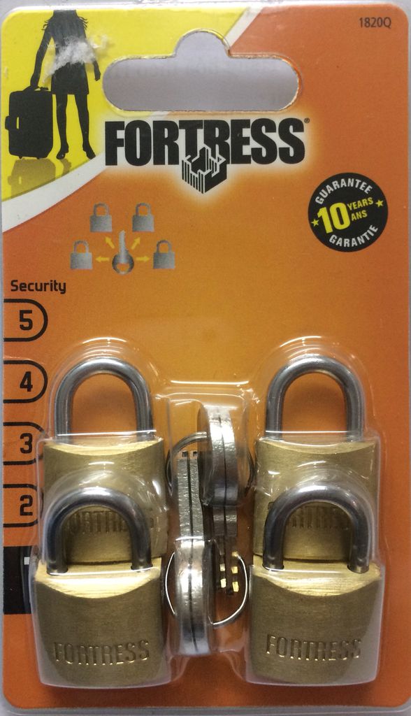 Bộ 4 ổ khóa Vali FORTRESS thau 1820Q 20mm - chìa răng