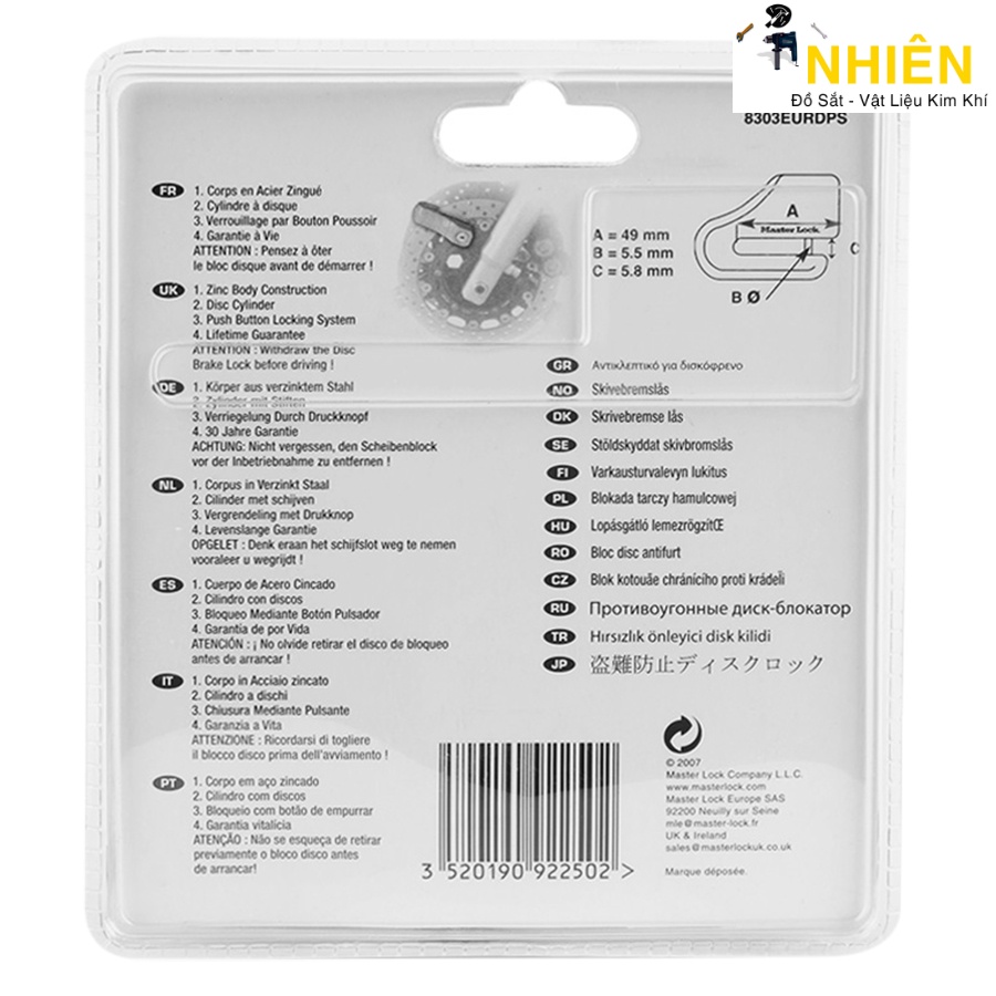 Khóa Thắng Đĩa MASTER 8303DBS