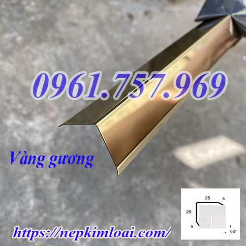 Nẹp inox V25 vàng gương