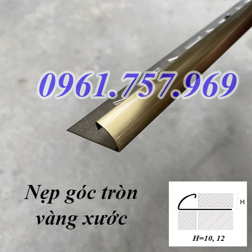 Nẹp góc tròn vàng xước