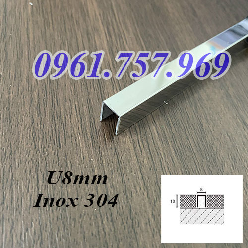 Nẹp inox chữ U8mm