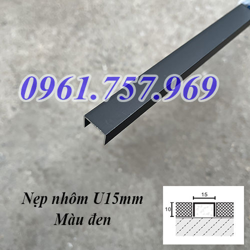 Nẹp nhôm U15 màu đen