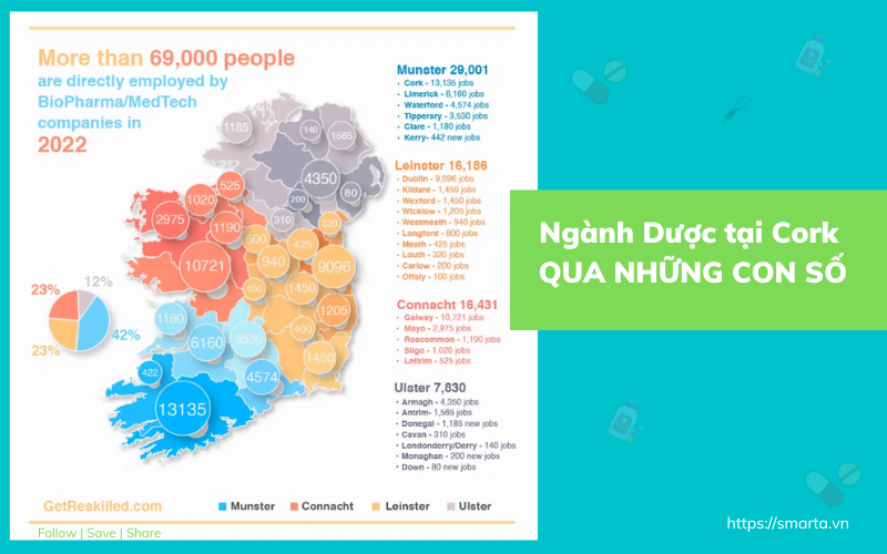 Gần 6% dân số Cork làm việc trực tiếp trong các hãng dược và thiết bị y tế, chưa kể đến lượng người lớn hơn làm việc gián tiếp.