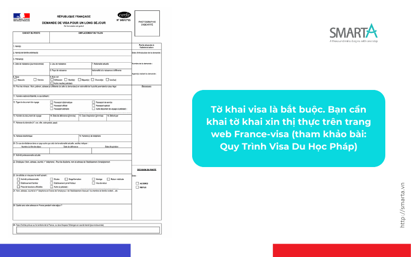 Tờ khai visa du học Pháp