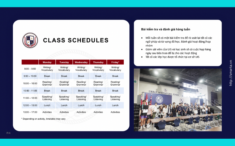 UIS Summer Camp - Bài kiểm tra và đánh giá hàng tuần