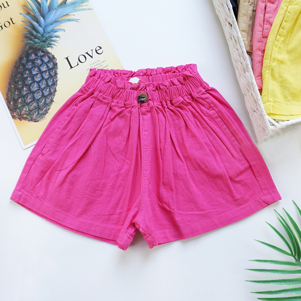 Quần short BG linen lưng cao QS061 - Hồng sen