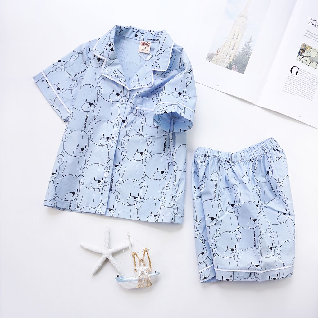 Pijama ngắn bé trai P-TN010 - Xanh gấu