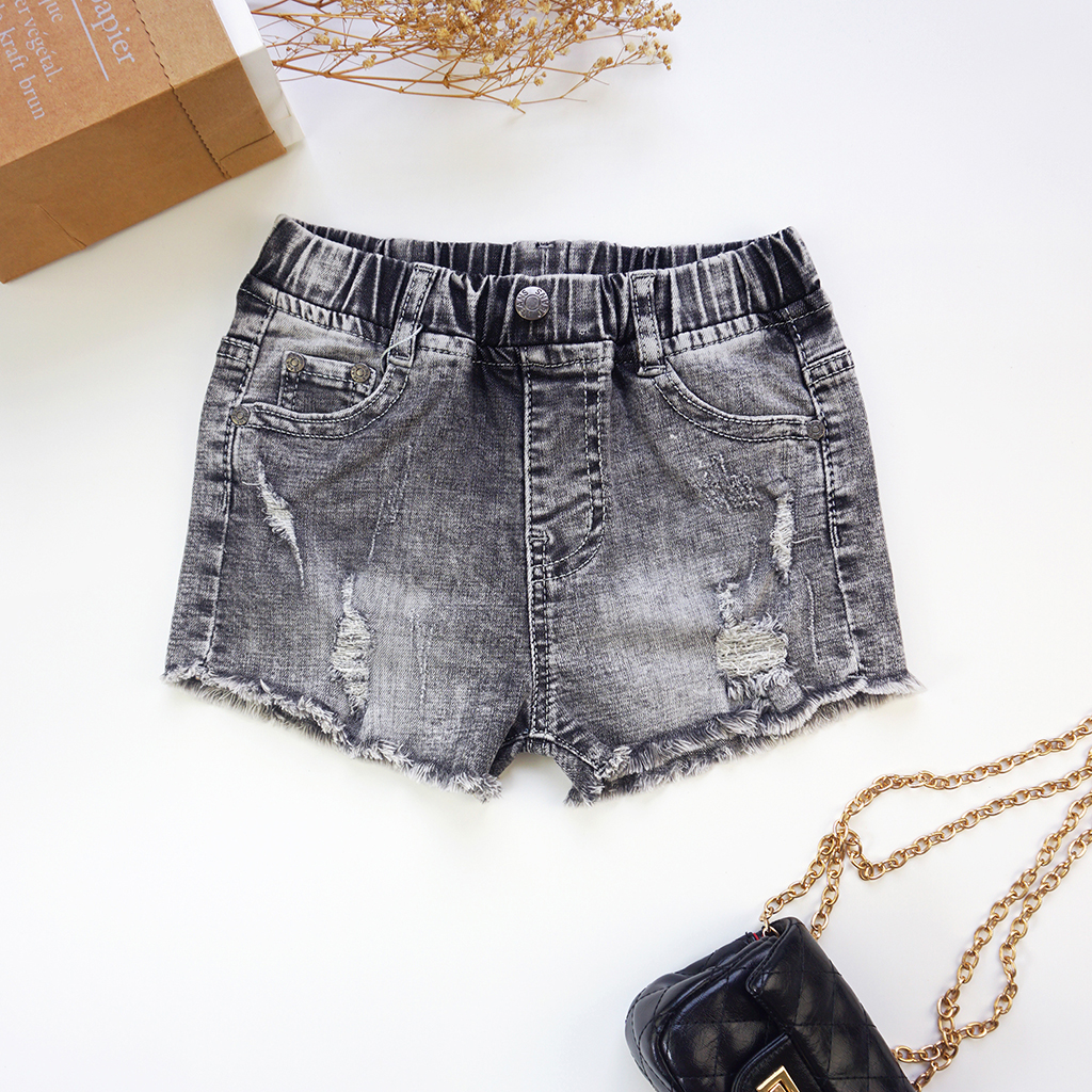 Quần short jean BG tua lai QS076 - Xám