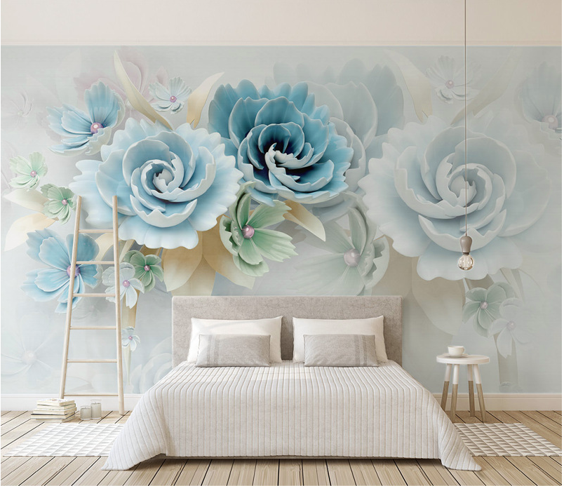 Mẫu giấy dán tường đẹp hoa hồng 3D