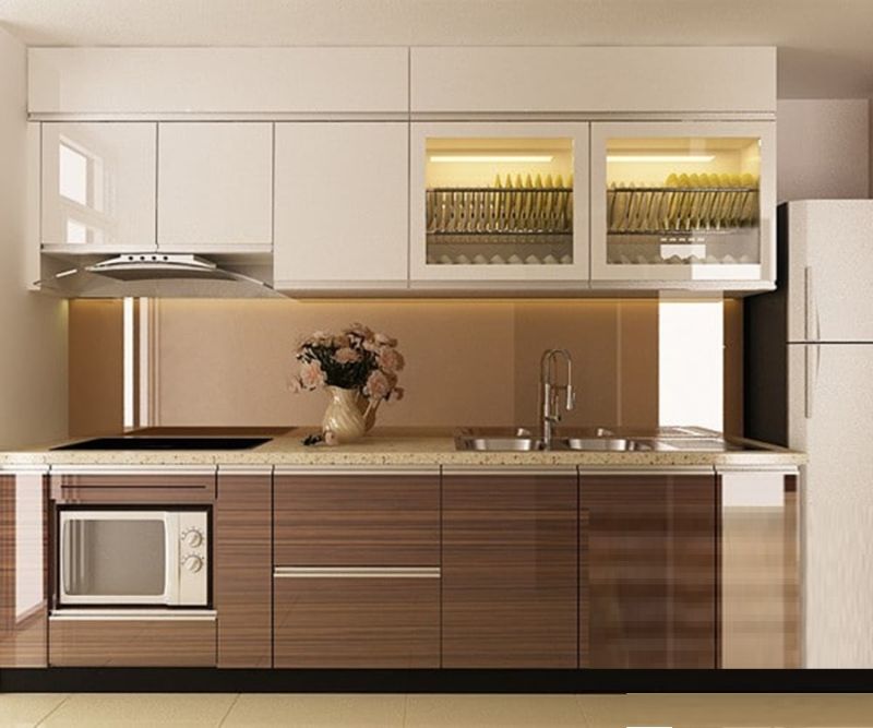 Tủ gỗ chữ I nâu vân gỗ