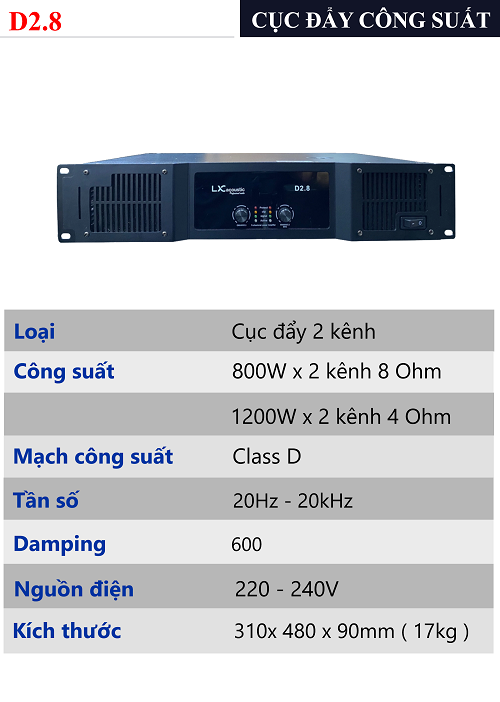 CỤC ĐẨY 2 KÊNH LX ACOUSTIC D2.8