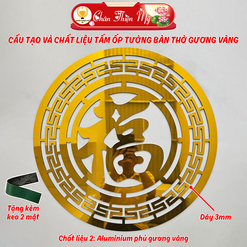 Tấm Ốp Tường Bàn Thờ Cắt CNC Họa Tiết Chữ Thọ CHÂN THIỆN MỸ, Trang Trí Ban Thờ Gia Tiên, Treo Tượng Phật CNC-OP-11