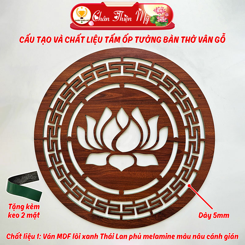 Tấm Ốp Tường Bàn Thờ Cắt CNC Họa Tiết Chữ Phúc Hán CHÂN THIỆN MỸ, Trang Trí Ban Thờ Gia Tiên, Treo Tượng Phật CNC-OP-06
