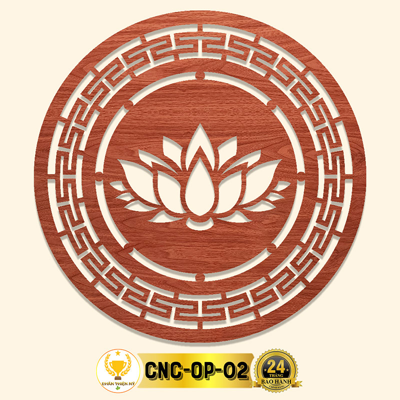 Tấm Ốp Tường Bàn Thờ Cắt CNC Họa Tiết Hoa Sen CHÂN THIỆN MỸ, Trang Trí Ban Thờ Phật, Treo Phòng Thờ CNC-OP-02